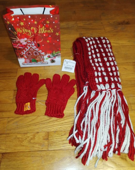 Pack Luvas e Cachecol Tam M_oferta do saco Natal