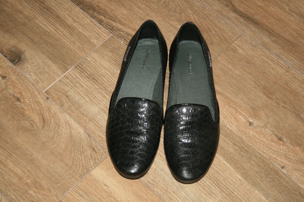 gino rossi czarne lordsy balarinki mokasyny skóra naturalna 36