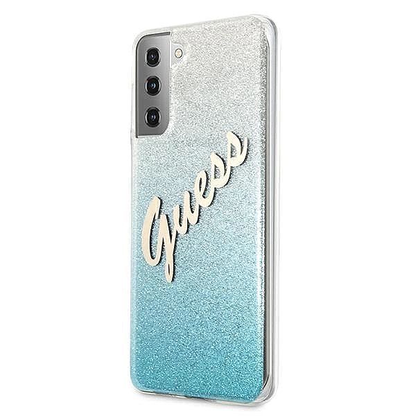 Etui Guess Glitter Gradient Script na Samsung Galaxy S21+ - niebieskie