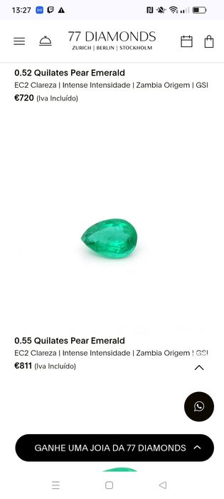 Esmeralda Zambiana 0,86ct (IGE)