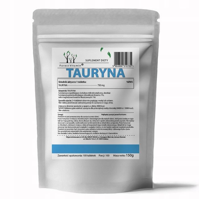 tauryna 750mg taurine 100tab mocna regenaracja