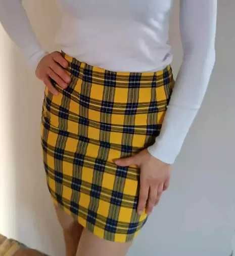 żółta mini lato szkocka krata viral S