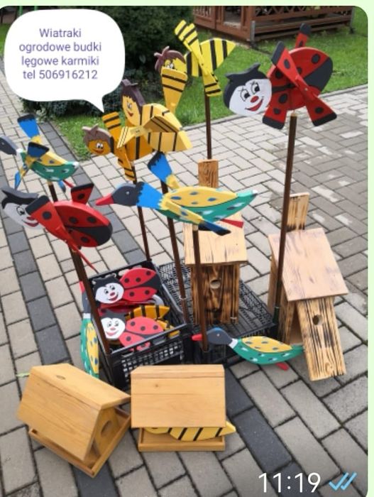 Ozdoby ogrodowe wiatraczki budki