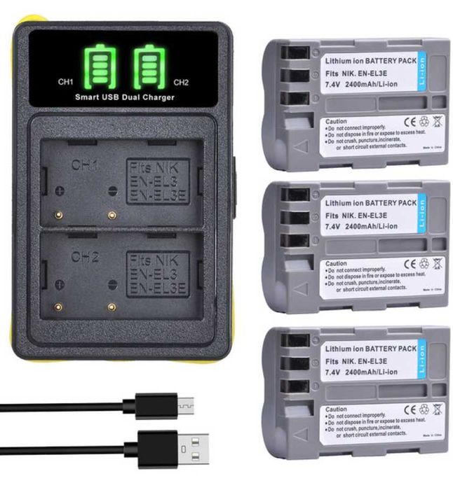 EN-EL3E 2400mAh p/ Nikon - Baterias e/ou Carregador Duplo (NOVOS)