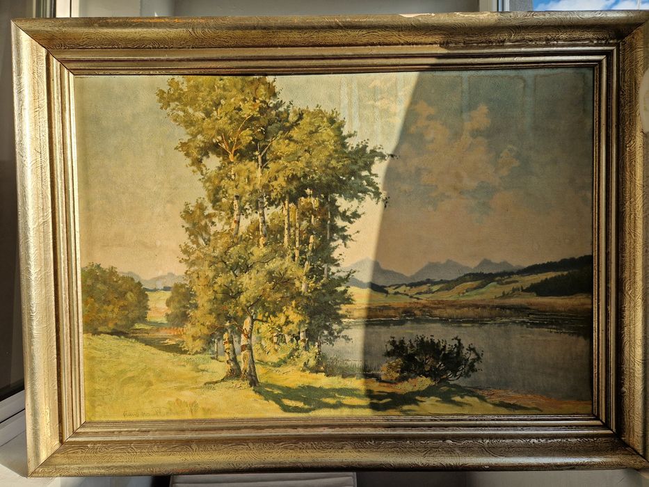 Obraz z ramą z drewna