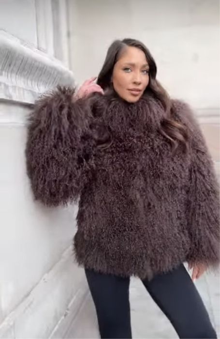 Kontantto kurtka futro czekoladowa lama naturalna xs-6xl