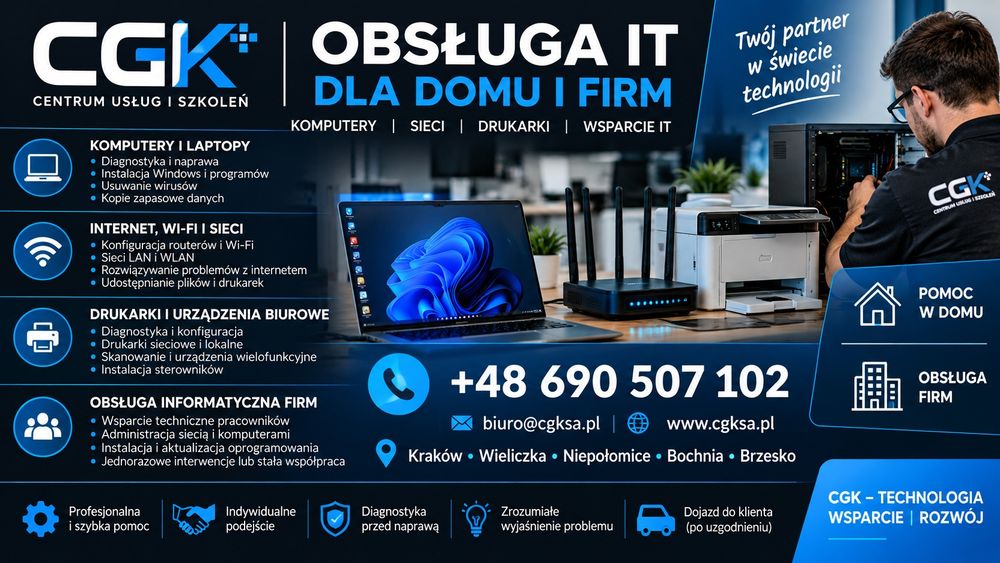 Serwis komputerowy | Wi-Fi | Sieci LAN | Drukarki | Obsługa IT firm i domów