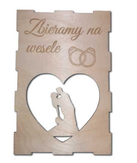 Skarbonka drewniana, ślub, wesele, dąb sonoma ,amari, biały, czarny