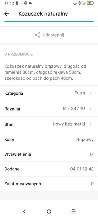 Kożuszek w kolorze brązu