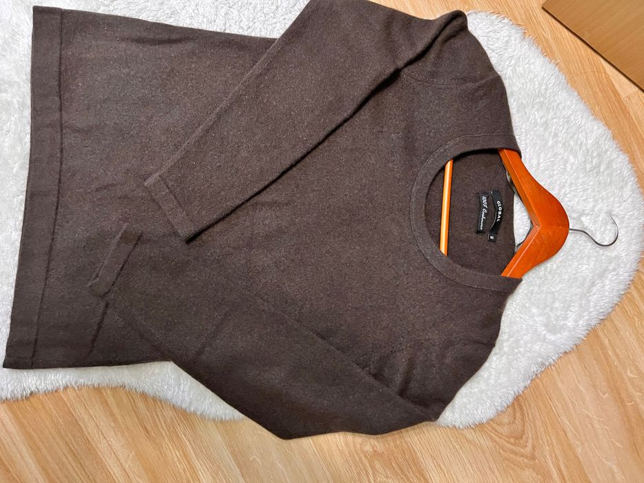 Светр лонг джемпер кашемір, шоколадного кольору, розмір S