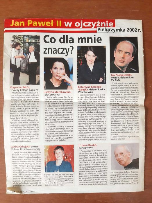 Jan Paweł II w ojczyźnie - Pielgrzymka 2002 r. - program wizyty w Polsce - dodatek do gazety