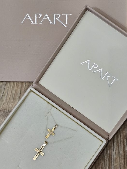 Złota zawieszka na łańcuszek krzyżyk celebrytka ślub au złoto 585 14