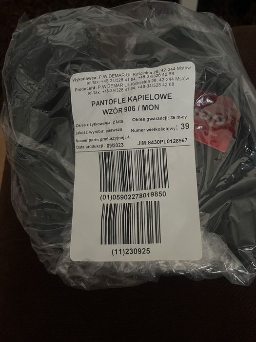 Pantofle kąpielowe Wzór 906/MON roz. 39