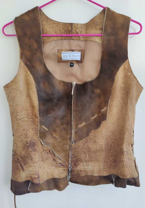 Жилетка, юбка  із натуральної шкіри