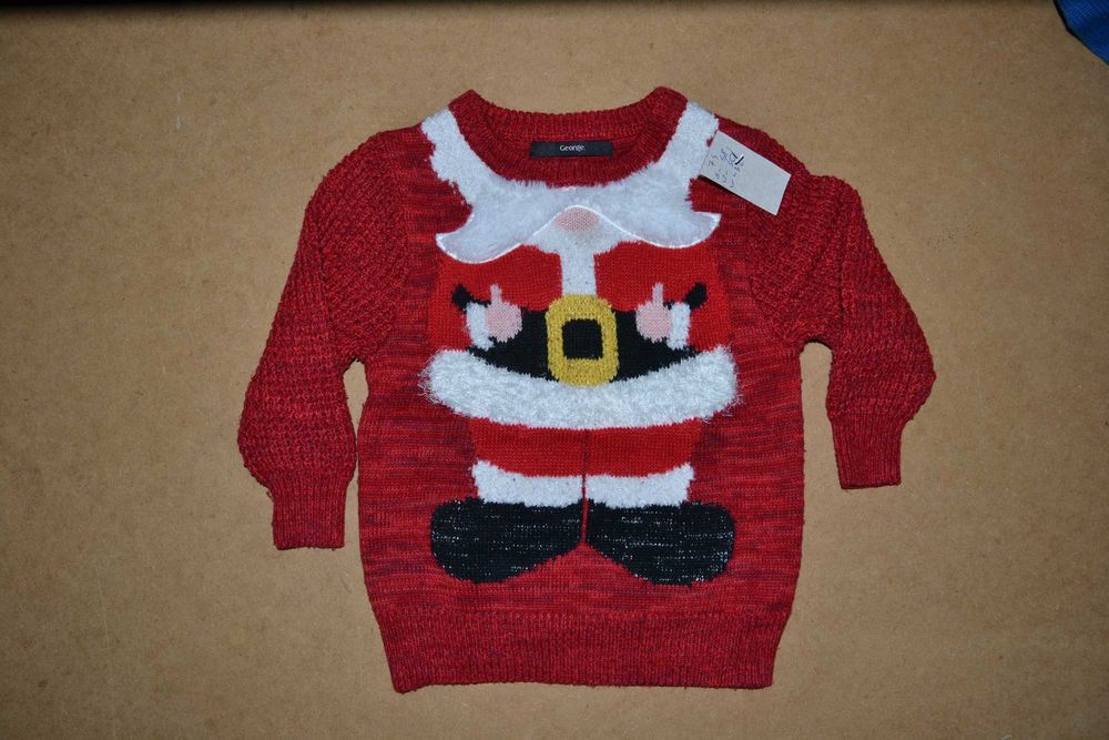 74* george Świąteczny sweter zabawny Mikołaj 1/1,5 lat_ 86 cm