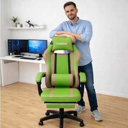 Крісло геймерське Gamery професійне з массажером та підставкою для ніг Офісне крісло