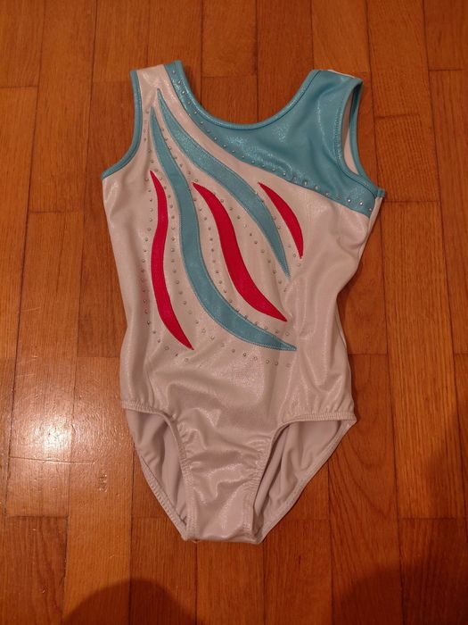 Maillot / Body de Ginástica e Patinagem Artística Branco, Azul e Rosa 6-7 Anos