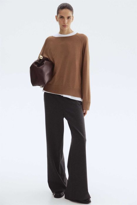 Spodnie M nowa kolekcja szare wide luźne wiskoza dżersej PROMOCJA