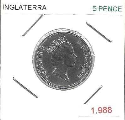 Inglaterra - - “Sistema Decimal” - - - 5 PENCE - - - Moedas