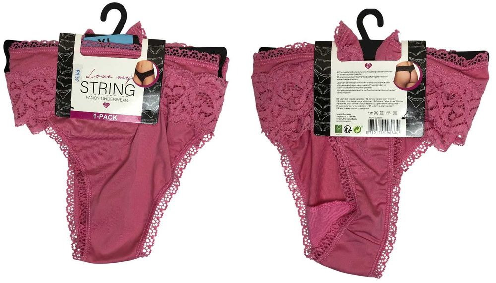 2547 Majtki Damskie Stringi Koronkowe Różowe XL