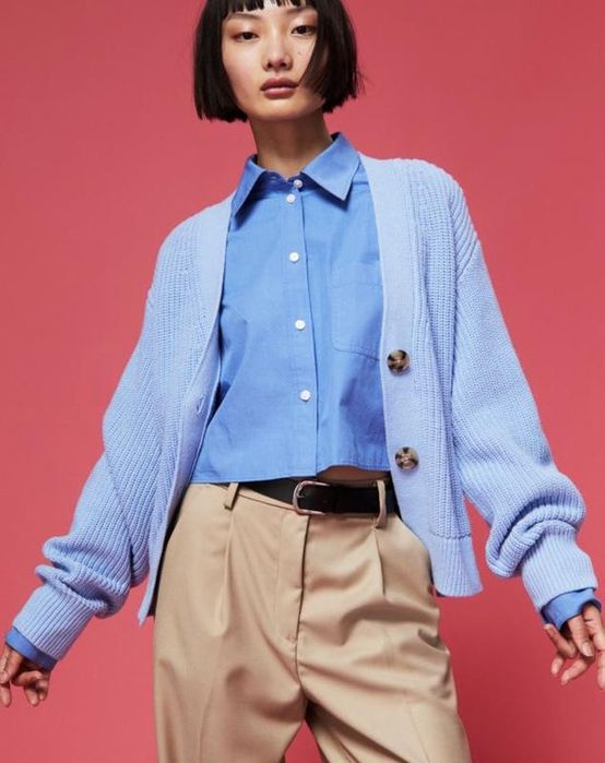 Вʼязаний кардиган H&M блакитного кольору
