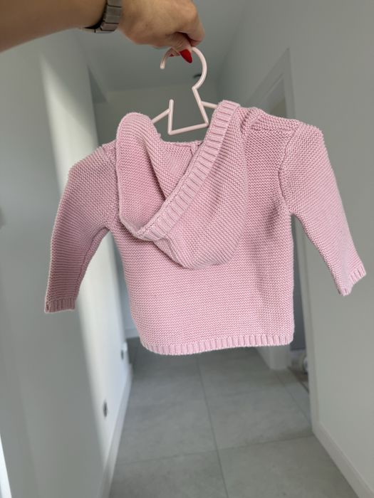 Old Navy NEXT sweterek z kapturkiem różowy na guziki 3-6 miesięcy