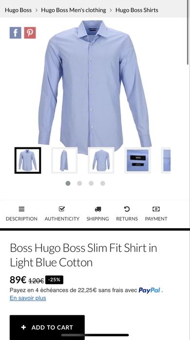 Чоловіча сорочка вузького крою Boss Hugo Boss