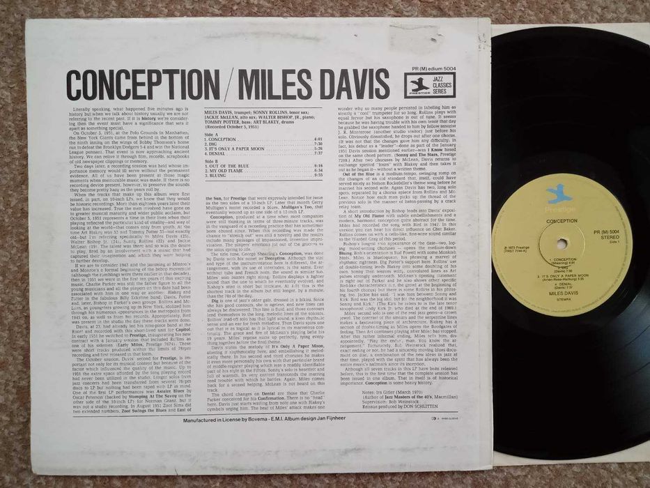 lp Jazz Miles Davis – Conception 1951 NM