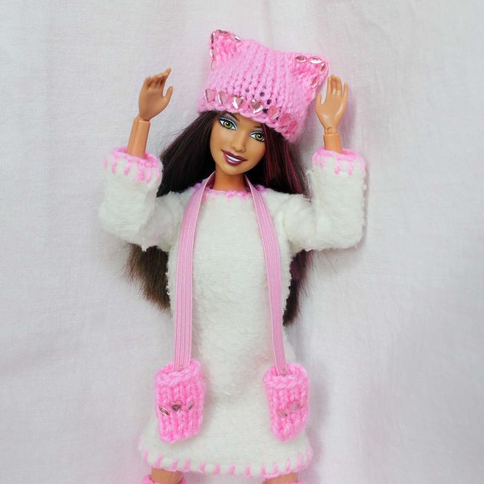 Зимний хендмейд образ одежда для куклы Барби Кошечка
