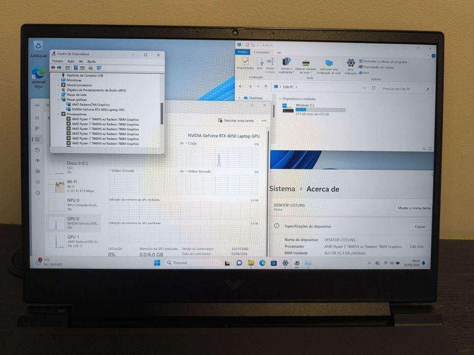 HP Ryzen 7 4050RTX 16 Ram 512Gb 3x Sem Juros