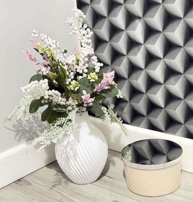 Wazon na LEGO Kwiaty Sztuczne Trawy Dekoracyjny Nowoczesny Biały 18 cm