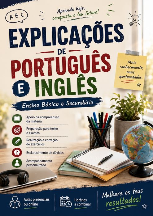 Explicações Português e  Inglês ONLINE