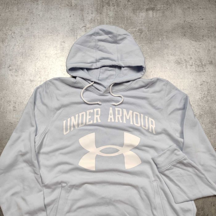 MĘSKA Bluza z Kapturem PREMIUM Błękitna Duże Logo Under Armour Active
