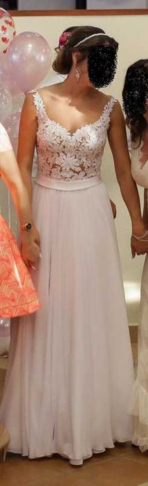 Suknia ślubna - muślin z koronką