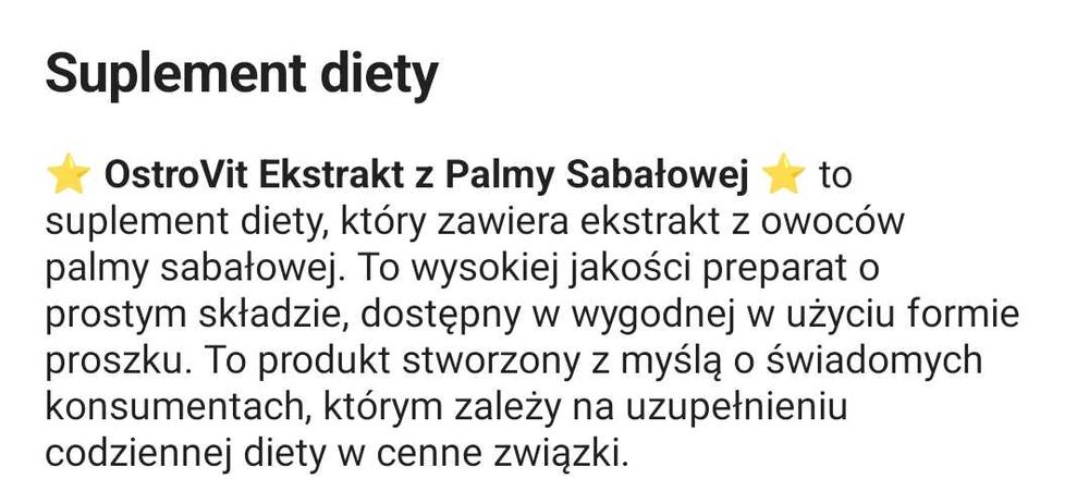 Ostrovia Saw Palmetto Extrakt.