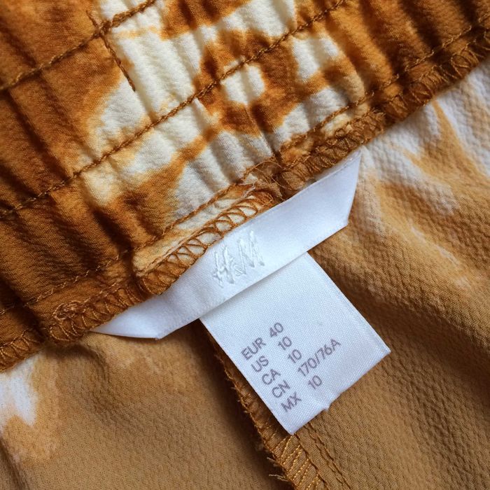 H&M spodnie palazzo musztardowe miodowe tie dye letnie boho L 40