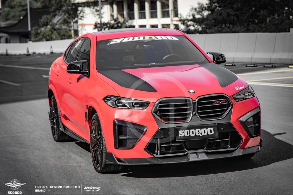 Обвес карбон X6M X6 LCI BMW F96 Лезвия Диффузор Сплиттер Спойлер Губа