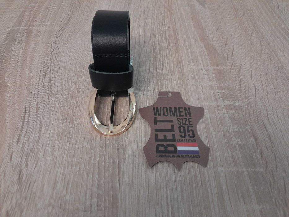 Nowy pasek damski z Holandii/ Fancy Style/czarny/95 cm/ klamra złota