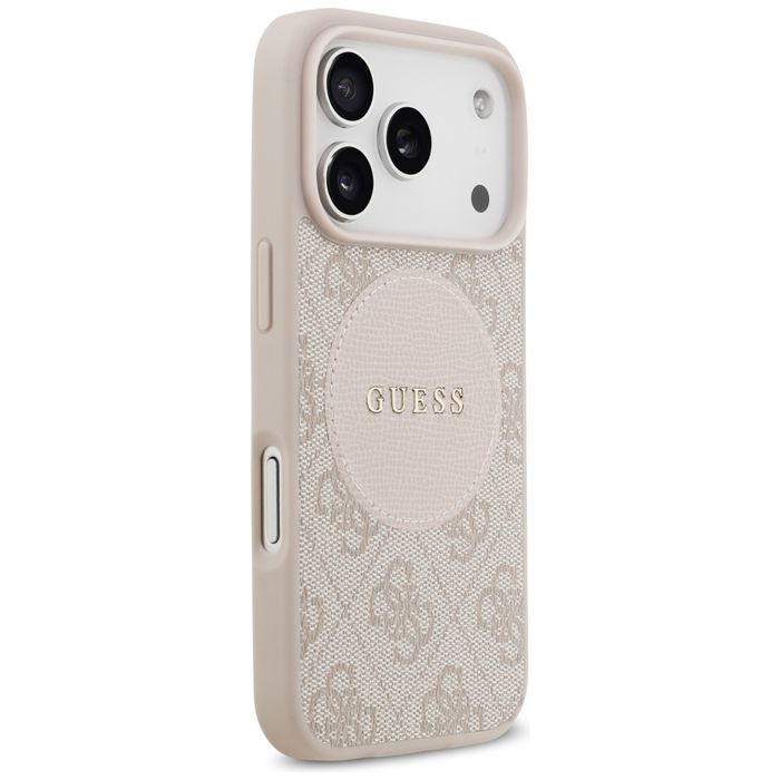 Etui do iPhone 17 Pro Guess 4G Circle Classic Logo MagSafe Case różowy