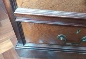 Secretária Pedestal Twin c/ Couro Verde/Ouro