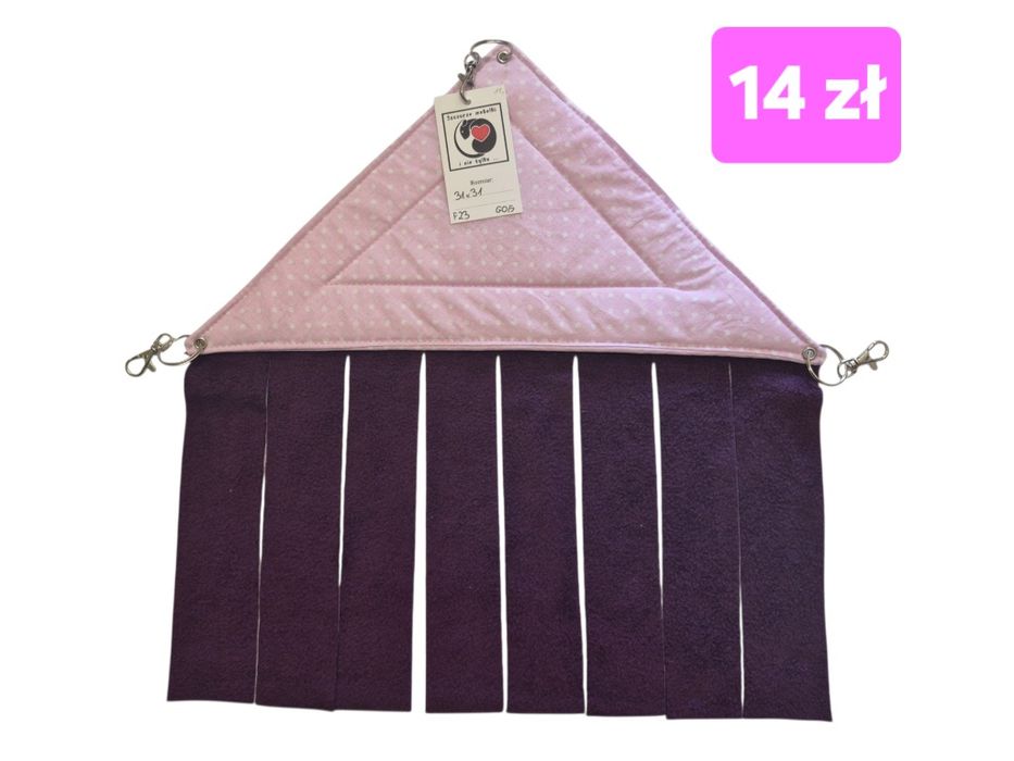 Hamak trójkąt narożny 31x31 cm z frędzlami dla gryzoni