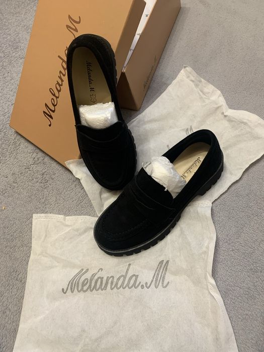 Черные замшевые лоферы Melanda.M