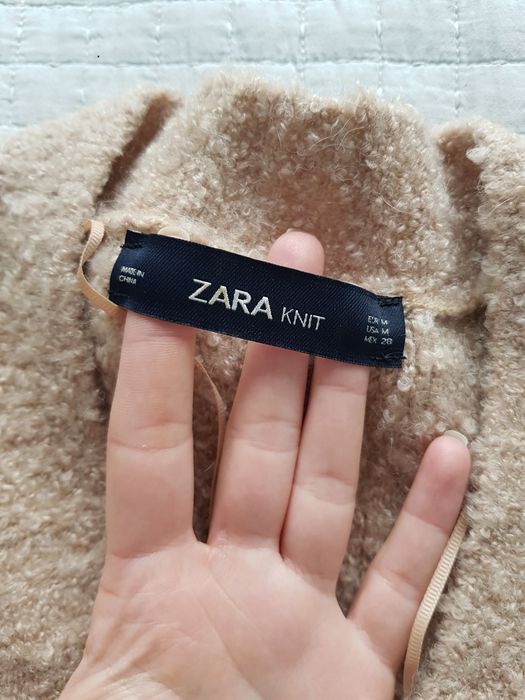 Sweter sweterek ZARA futro oversize wełna moher rozmiar M