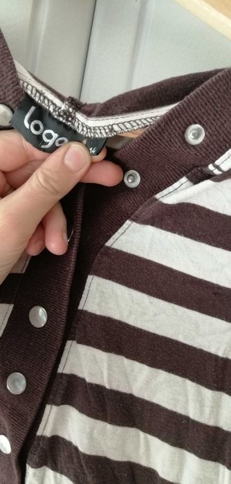 biało brązowa bluza bluzka z kapturem w pasy paski poziome 42XL 40L