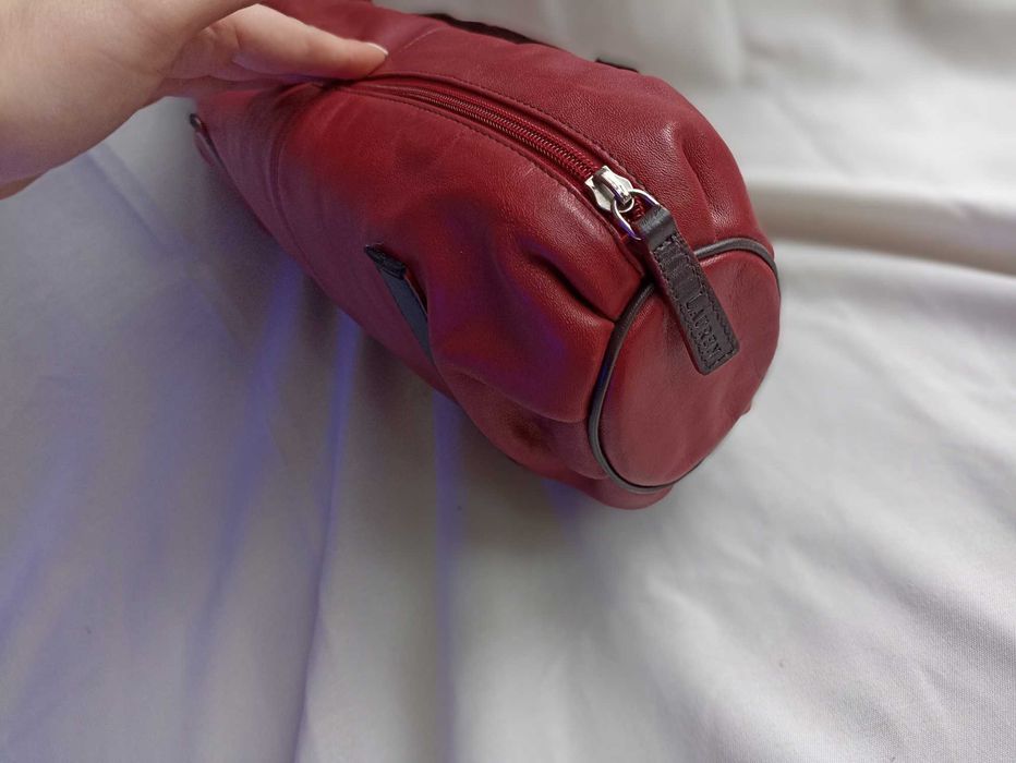 Ralph Lauren oryginalna torebka kopertówka wiśniowa skóra naturalna