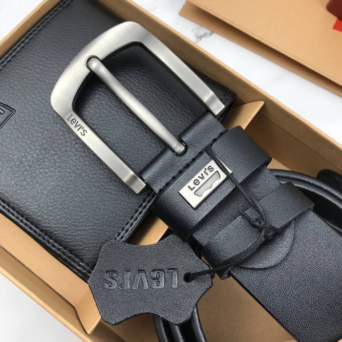 Чоловічий ремінь та гаманець набір levise ремень и кошелек