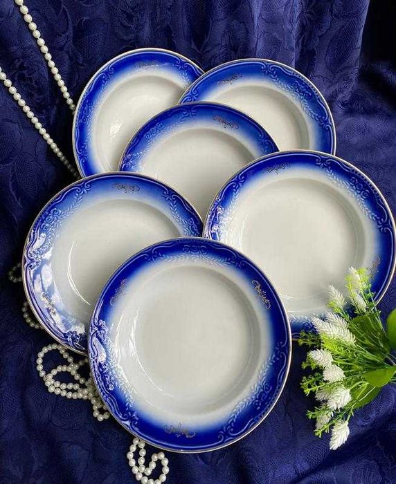 1970-е!  Сумской фарфор тарелки порционные кобальт для первых блюд