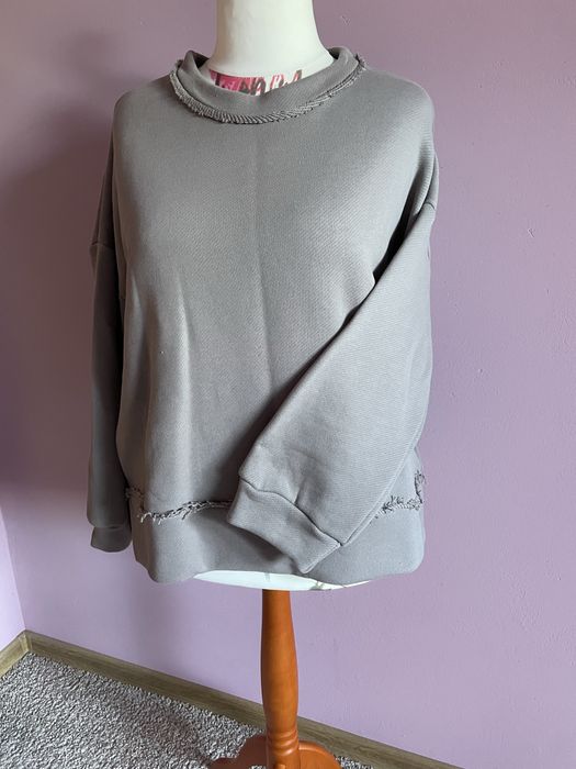 Piękna surowa bawelniana bluza w kolorze fango oversize 40/42/44/46