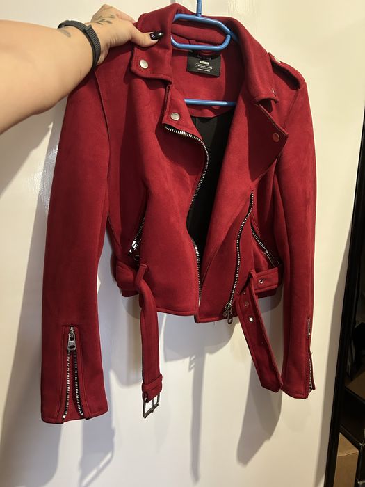 Bordowa czerwona ramoneska Bershka 34