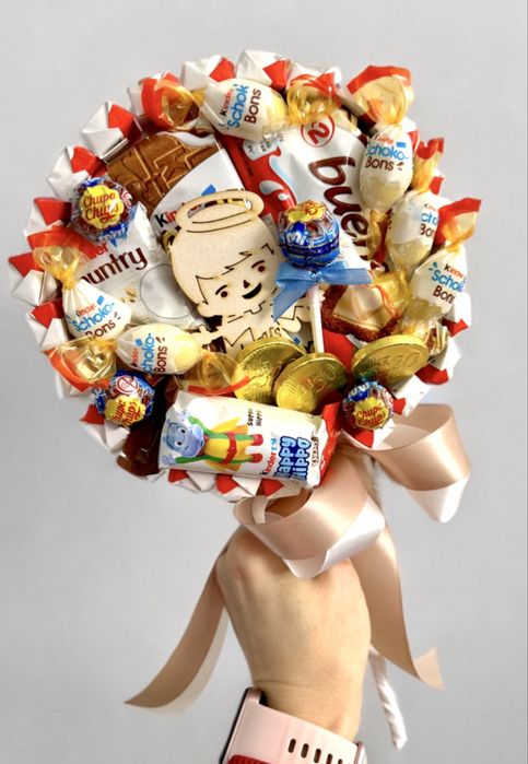 Lizak ze słodyczami Kinder na Komunię dla chłopca i dziewczynki